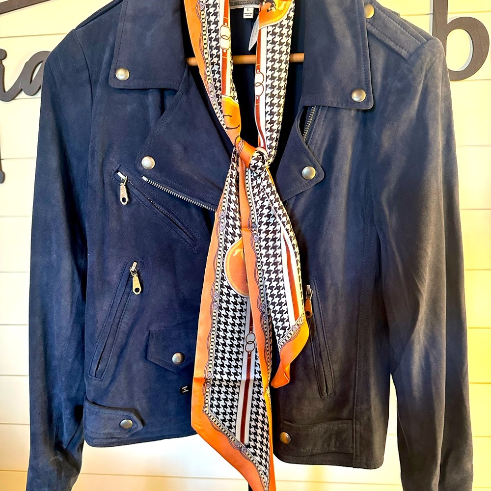 Blue suede jacket by Rebecca Minkhoff, size large, barely worn